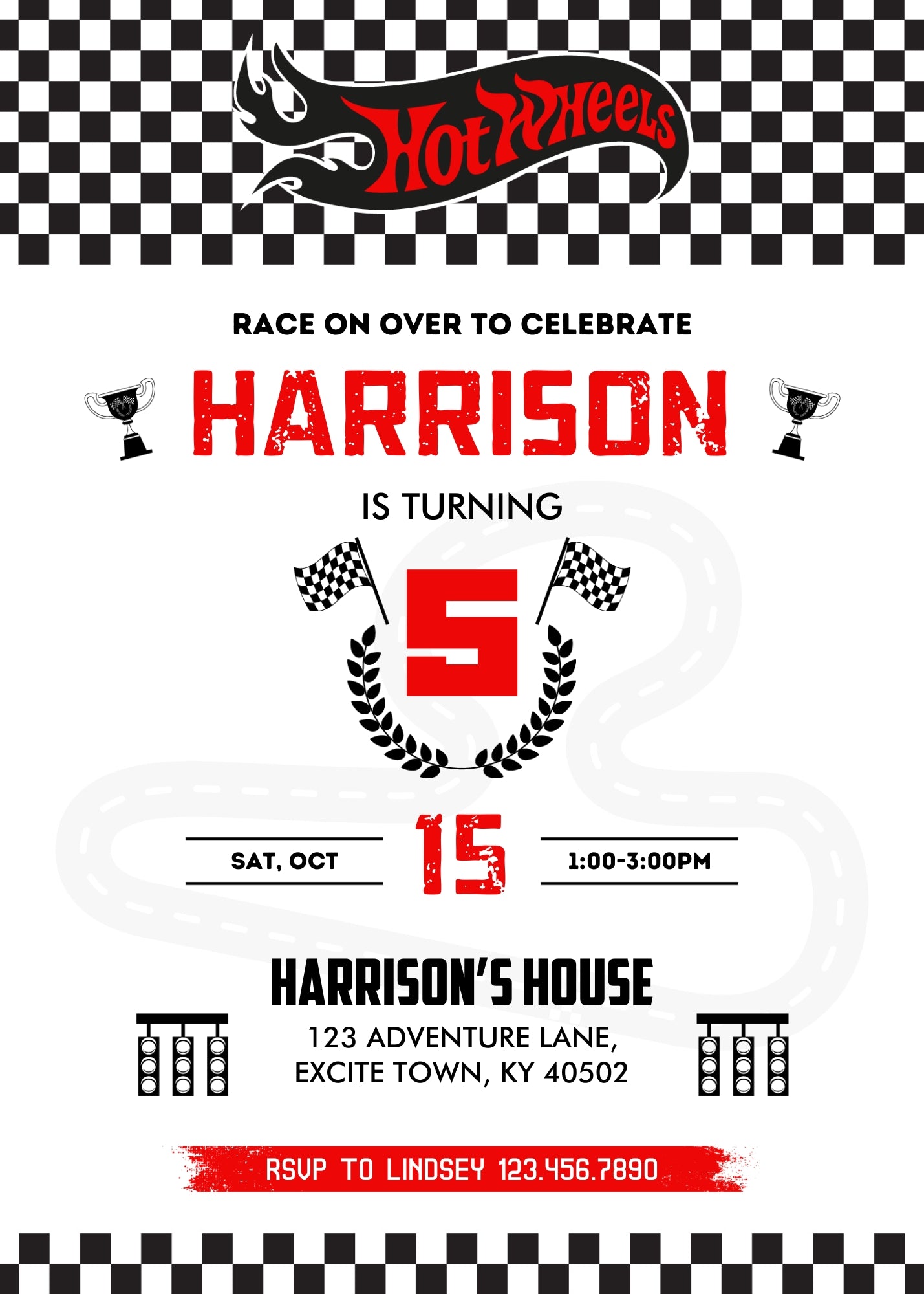 Hot Wheels Racing customizable invitation template | Share or Print | boy | PS805