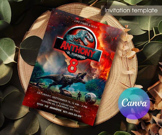 Jurassic World Dinosaur customizable invitation template | Share or Print | HF494