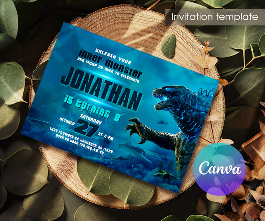 Godzilla and King Kong customizable invitation template | Share or Print | HO960