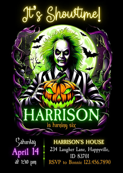 Beetlejuice Halloween customizable invitation template | Share or Print | QX873