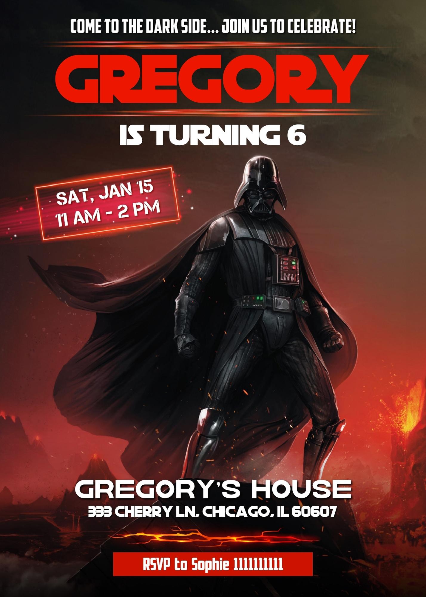Star Wars Darth Vader customizable invitation template | Share or Print | boy | QB798