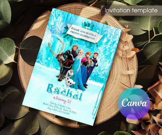 Frozen Elsa customizable invitation template | Share or Print | girl | GT221