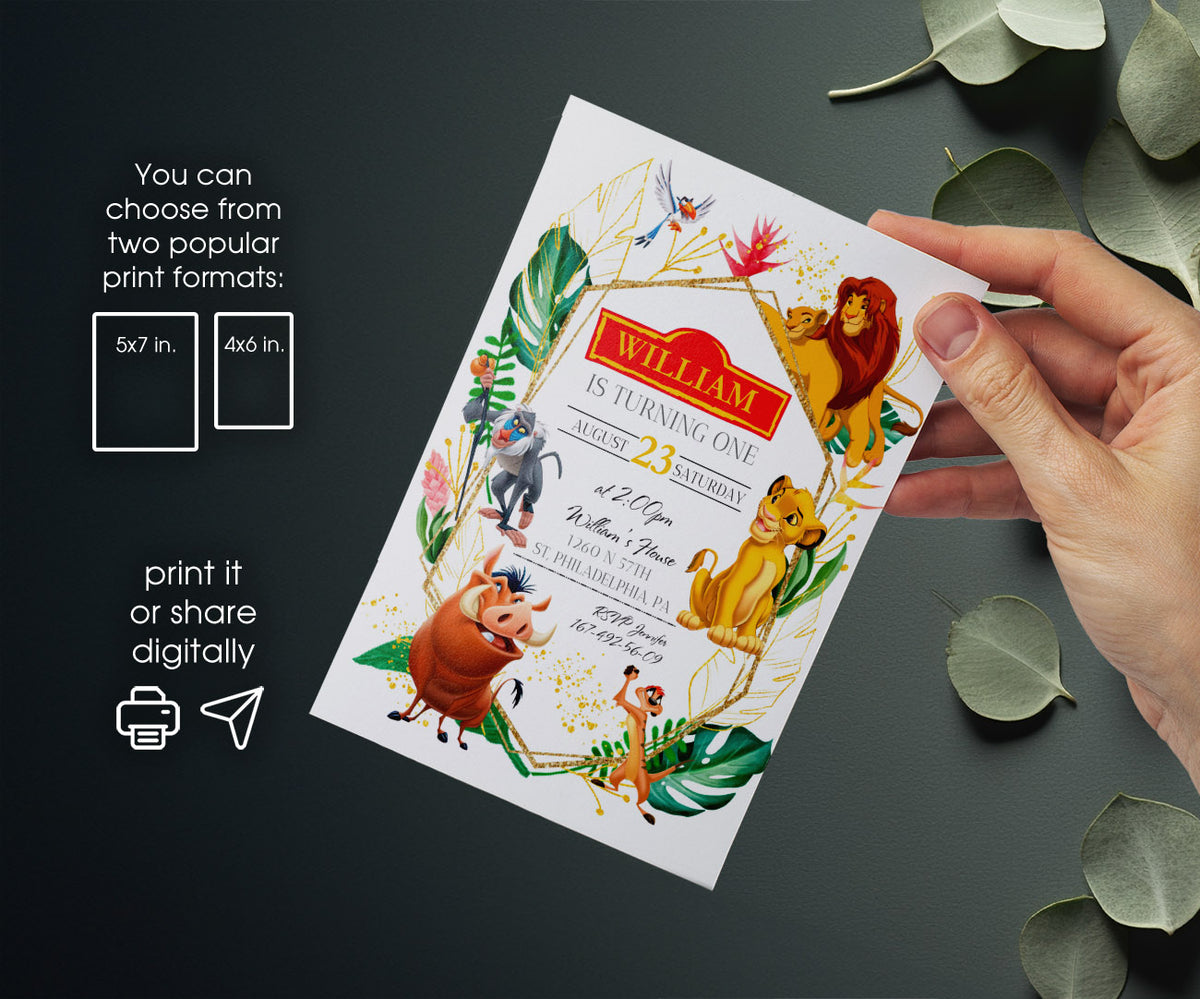 Lion King Simba customizable invitation template | Share or Print | UO787