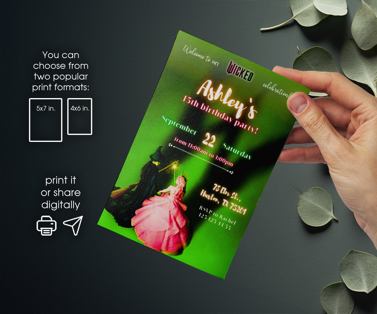 Wicked Musical Movie customizable invitation template | Share or Print | KM592