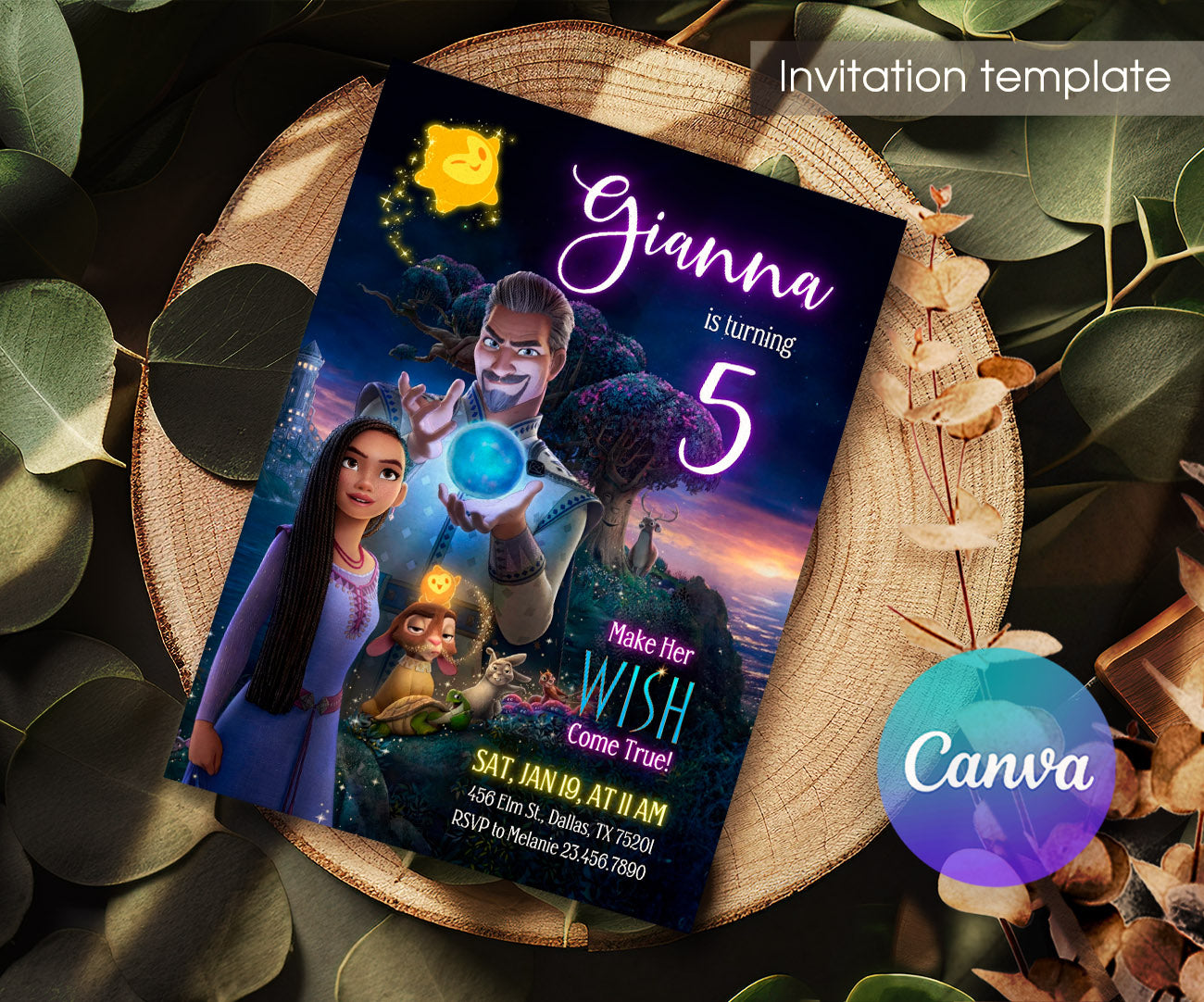 Wish Magic Asha customizable invitation template | Share or Print | girl | GA334