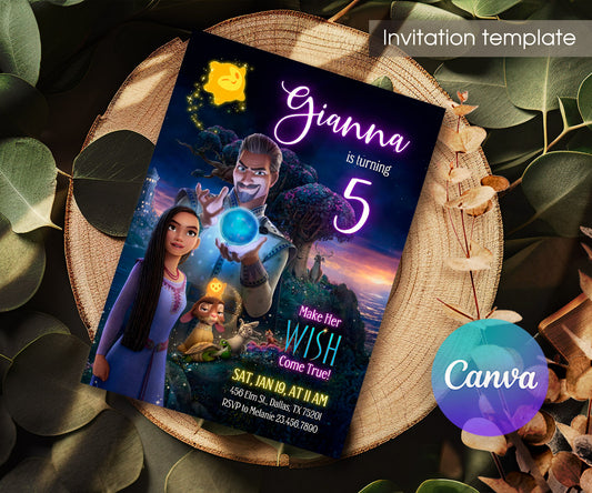 Wish Magic Asha customizable invitation template | Share or Print | girl | GA334