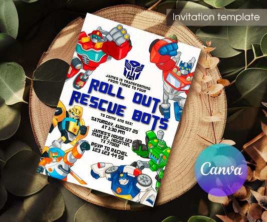 Transformers Rescue Bots customizable invitation template | Share or Print | boy | LC211