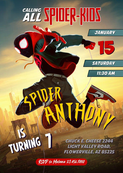 Spider Man Across the Spider-Verse customizable invitation template | Share or Print | boy | FM589