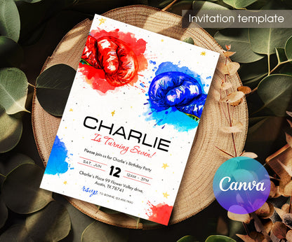 Boxing Fighter customizable invitation template | Share or Print | boy | PH568