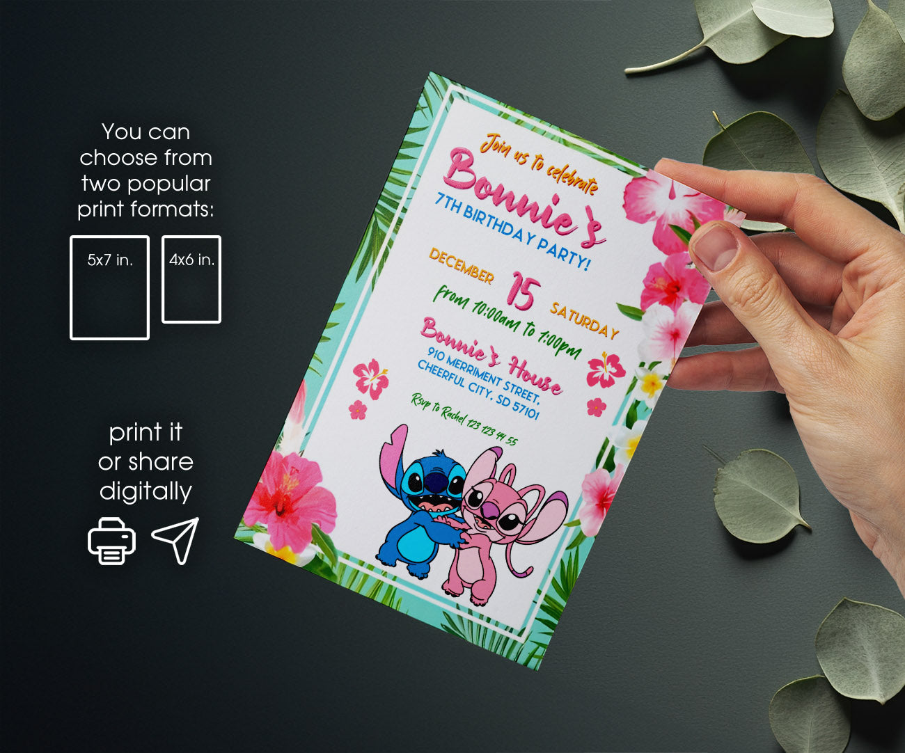Lilo & Stitch Angel customizable invitation template | Share or Print | girl | IY168