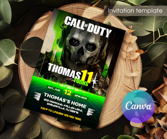 Call of Duty Gamer customizable invitation template | Share or Print | boy | DZ619