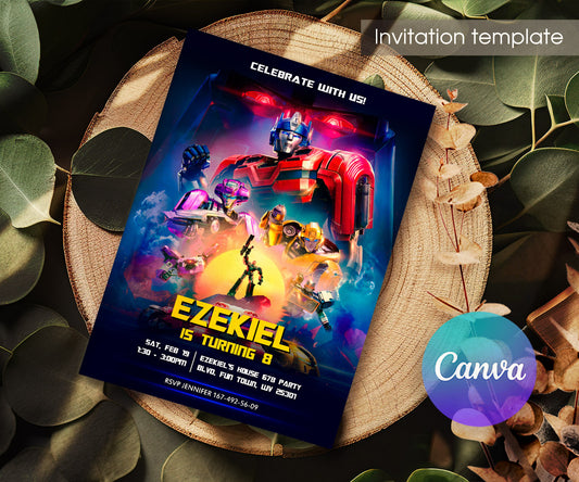 Transformers One Rescue Bots customizable invitation template | Share or Print | boy | OV758
