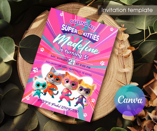 SuperKitties customizable invitation template | Share or Print | SV321