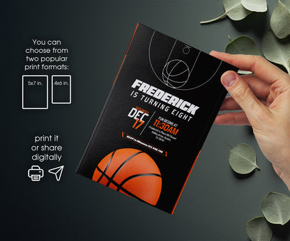Basketball NBA Slam Dunk customizable invitation template | Share or Print | boy | XK941