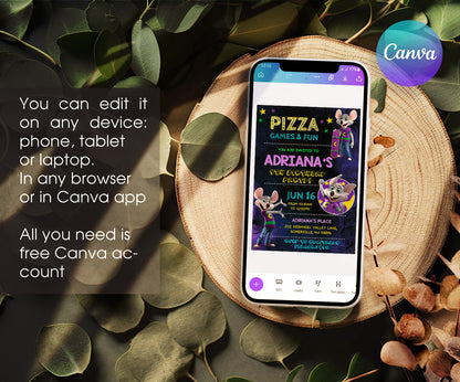 Chuck E. Cheese customizable invitation template | Share or Print | JX164