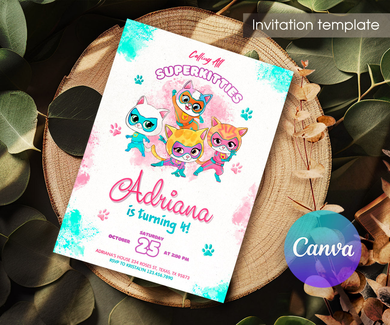 SuperKitties customizable invitation template | Share or Print | WV635