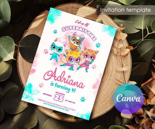 SuperKitties customizable invitation template | Share or Print | WV635