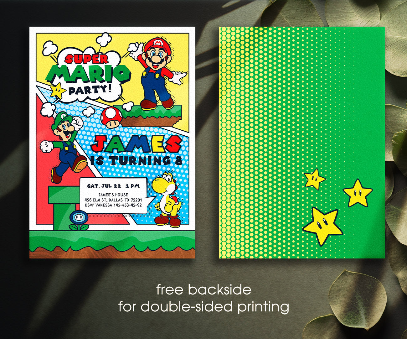 Super Mario Bros customizable invitation template | Share or Print | LR367