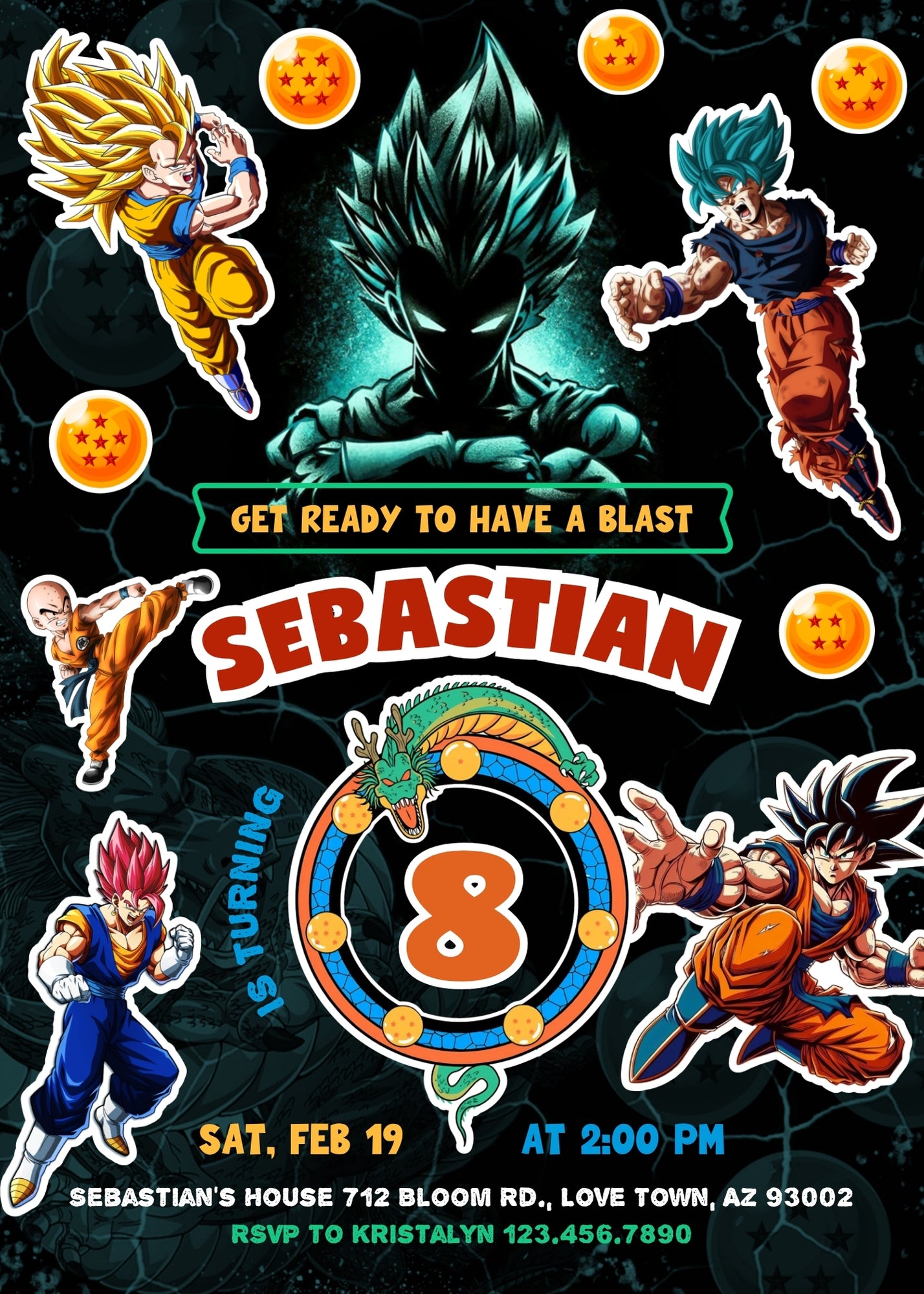 Dragon Ball Z Anime customizable invitation template | Share or Print | boy | JA297