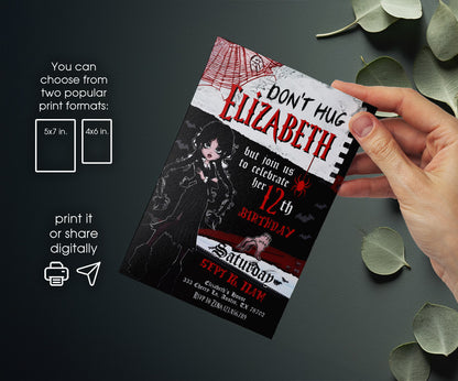 Wednesday Addams customizable invitation template | Share or Print | girl | AP873