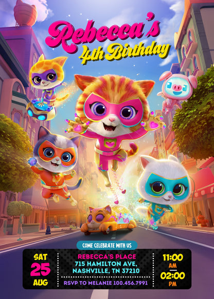 SuperKitties customizable invitation template | Share or Print | JV323