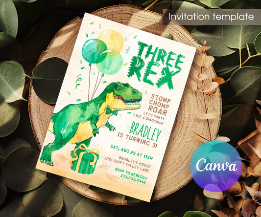 Dinosaur T-Rex customizable invitation template | Share or Print | DU080