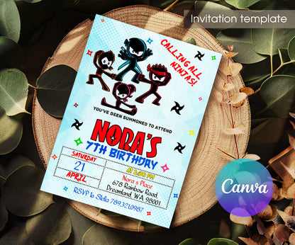 Ninja Kidz TV customizable invitation template | Share or Print | BD584