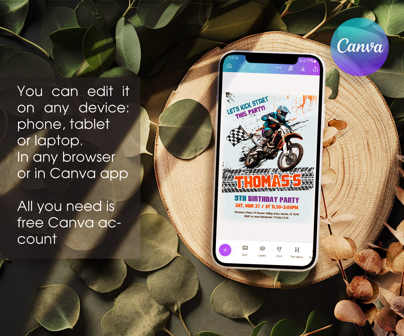Motocross Extreme customizable invitation template | Share or Print | FM924