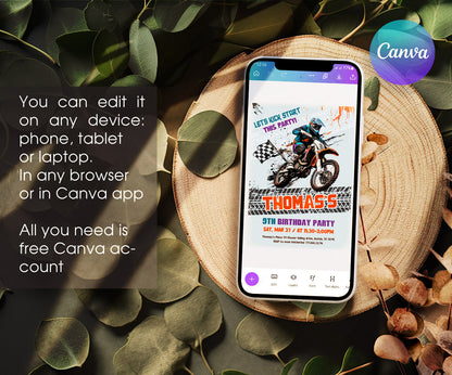 Motocross Extreme customizable invitation template | Share or Print | FM924
