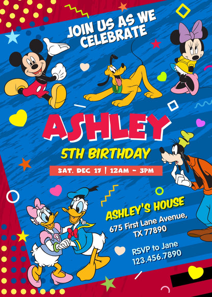 Clubhouse Mickey Mouse customizable invitation template | Share or Print | RU695