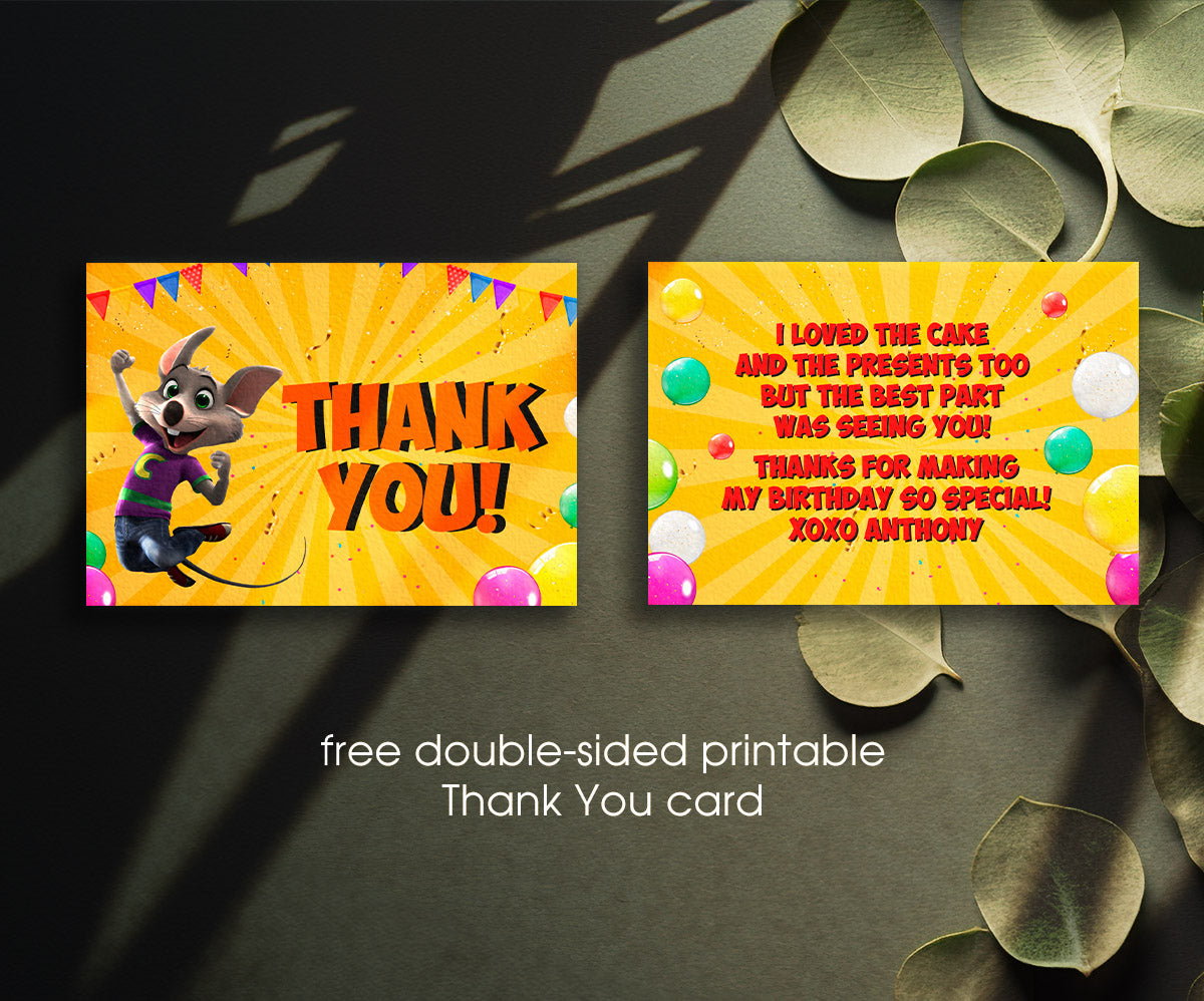 Chuck E. Cheese customizable invitation template | Share or Print | RS533