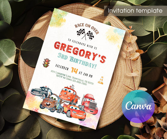 Cars Lightning McQueen customizable invitation template | Share or Print | boy | EA513
