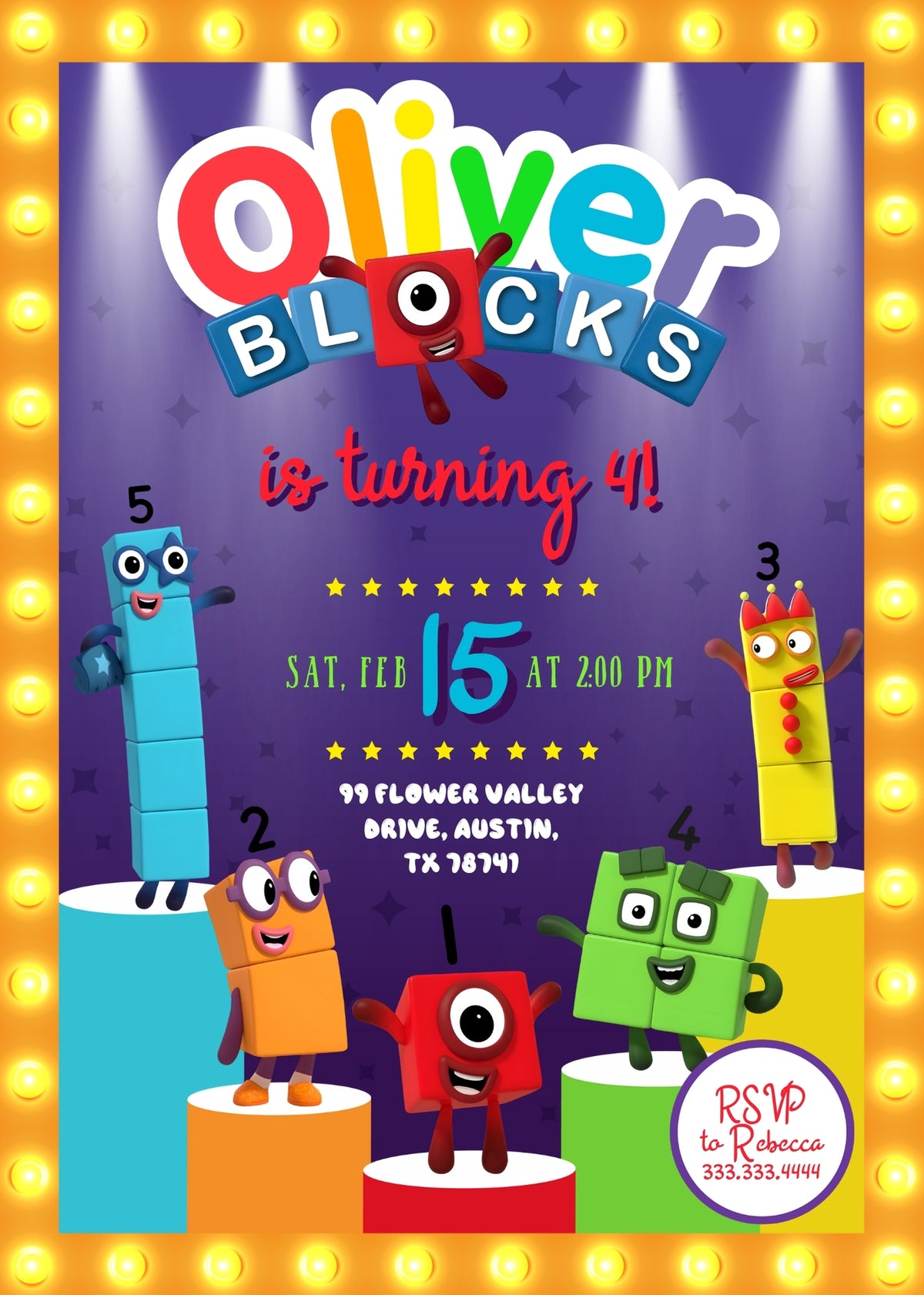 Numberblocks customizable invitation template | Share or Print | VL579