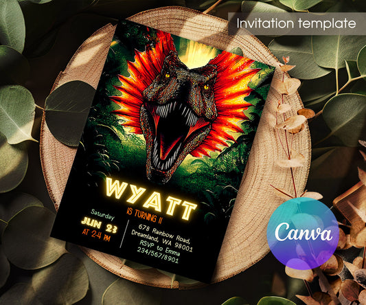 Jurassic World Dinosaur customizable invitation template | Share or Print | CQ863