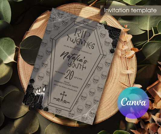 Rip Twenties Birthday customizable invitation template | Share or Print | BT054