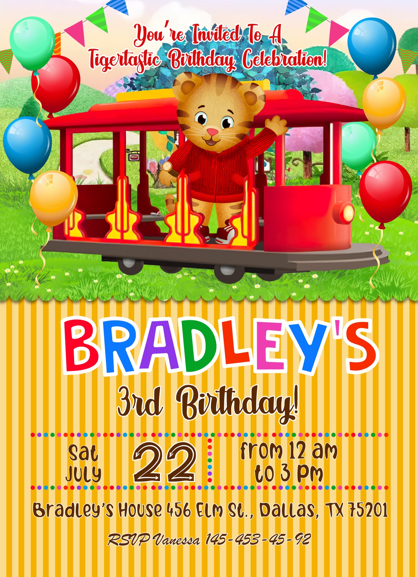 Daniel Tiger's Neighborhood customizable invitation template | Share or Print | MA179