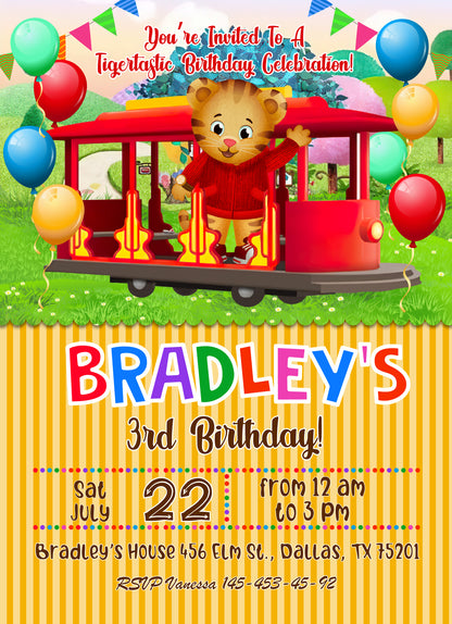 Daniel Tiger's Neighborhood customizable invitation template | Share or Print | MA179