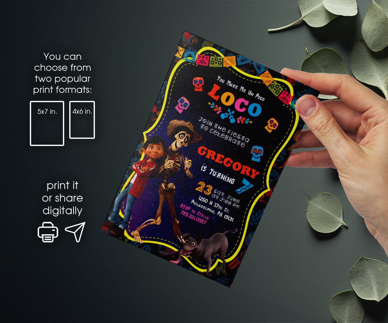 Coco Día Muertos Halloween customizable invitation template | Share or Print | TC554