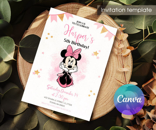 Minnie Mouse Disney Mickey customizable invitation template | Share or Print | girl | RK223