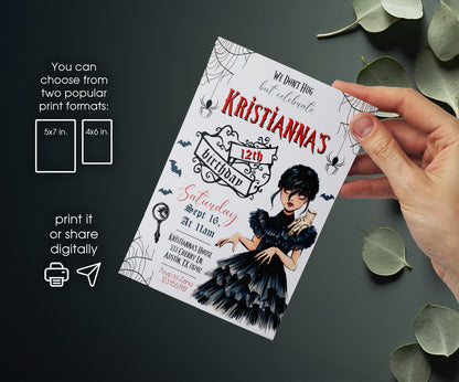 Wednesday Addams customizable invitation template | Share or Print | girl | YD702