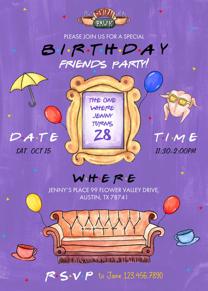 Friends TV Show customizable invitation template | Share or Print | ZB248