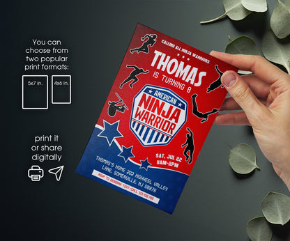American Ninja Warrior customizable invitation template | Share or Print | ER208