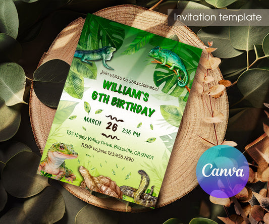 Reptile Lizard Snake customizable invitation template | Share or Print | JW229