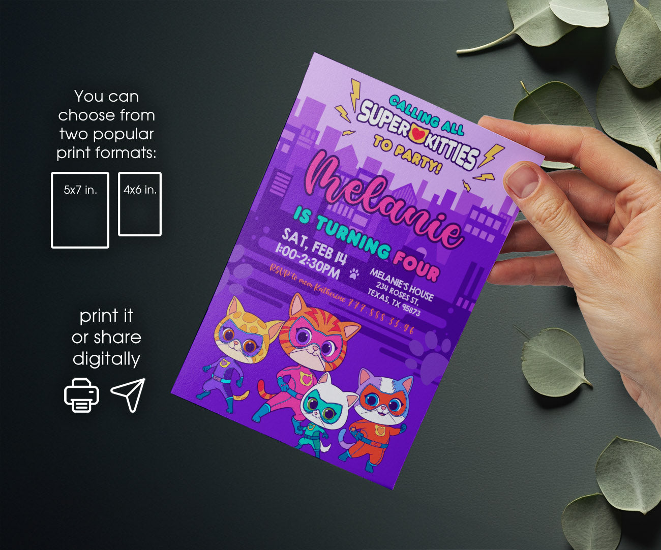 SuperKitties customizable invitation template | Share or Print | RJ873