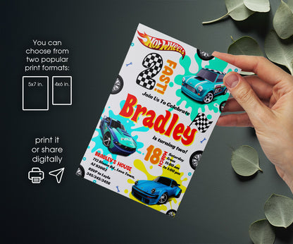 Hot Wheels Two Fast 2 Furious customizable invitation template | Share or Print | boy | OT488