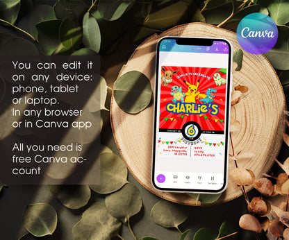 Pokemon Pikachu customizable invitation template | Share or Print | WK762