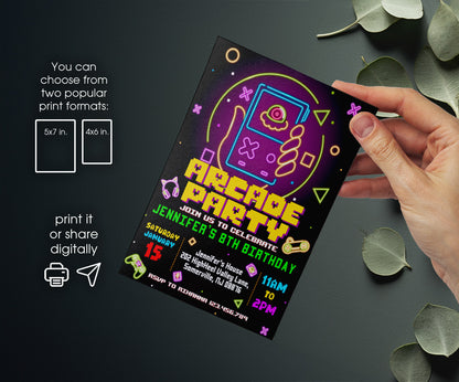 Arcade Gamer customizable invitation template | Share or Print | EE330