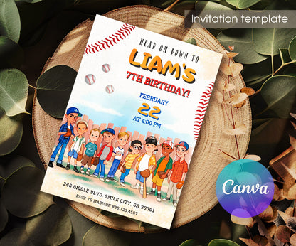 Baseball MLB Sport customizable invitation template | Share or Print | BI712