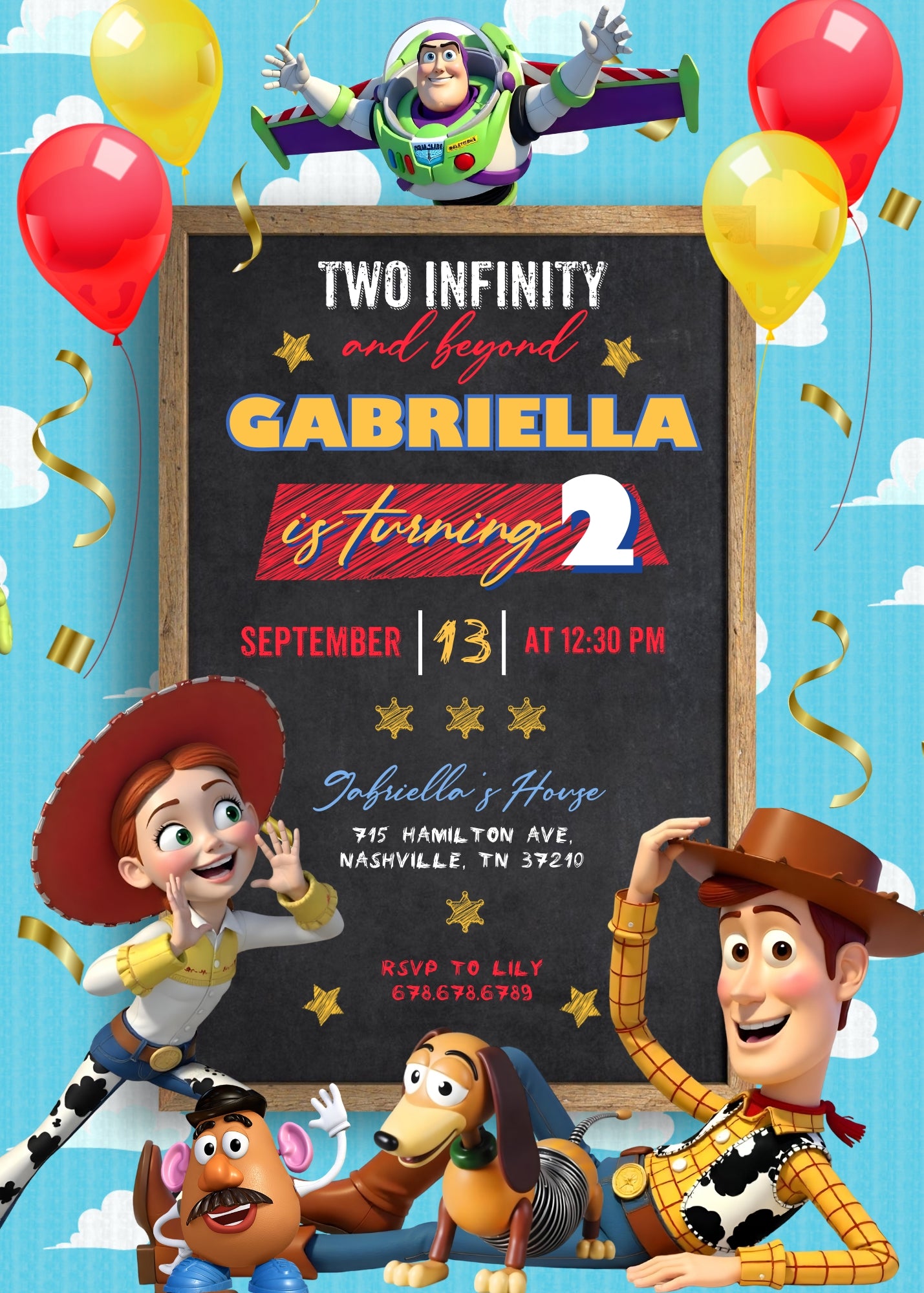 Toy Story Woody customizable invitation template | Share or Print | AL155
