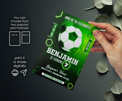 Soccer Champion League FC customizable invitation template | Share or Print | boy | FE459